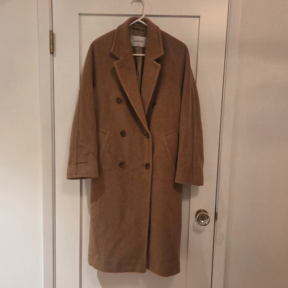 ARITIZIA BABATON CAMEL HAIR & WOOL COAT - XS - NEEDS REPAIR